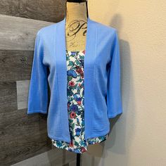 The Vibrant Blue Cardigan Is Very Soft. It Is In Brand New Condition And Says Size S/M I Have Tried It On And I Wear A Small I Feel Like This Is Closer To A Medium Depending On How You Like It To Fit. *The Tank Top Under It Is Also For Sale In My Closet. *Smoke Free Home! *I Love Offers And Bundles Spring Blue Cardigan For Layering, Blue Spring Cardigan For Layering, Fitted Light Blue Cardigan For Spring, Blue Spring Cardigan For Work, Blue Spring Work Cardigan, Blue Cotton Cardigan For Spring, Fitted Light Blue Sweater For Spring, Blue Cotton Cardigan For Daywear, Fitted Blue Cardigan For Spring