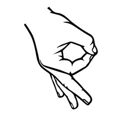 a hand holding something in it's palm with the fingers pointing up to one side