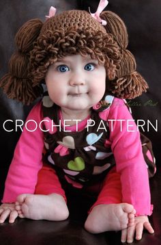 Cabbage Patch dolls became all the rage in the 1980s and in early 2013 The Lillie Pad was recognized by The Daily Mail, Good Morning America, The Today Show, the Cabbage Patch corporation, and even Perez Hilton for helping bring them back into style for a whole new generation with my crochet hat design. Now you can make your own crocheted wigs inspired by the chubby cheeked cherubs of yesteryear. They make sensational additions to Halloween costumes, newborn photo shoots, or family photographs. Cabbage Patch Costume, Halloween Kostüm Baby, Cabbage Patch Hat, Baby Wig, Cabbage Patch Babies, Crochet Wig, Baby Costumes Girl, Baby Kostüm, Kids Wigs