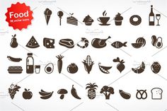 food and drink icon set on white background