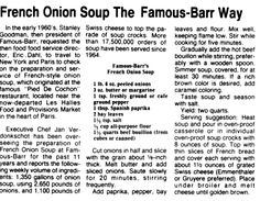 a newspaper article about french onion soup the famous bar way