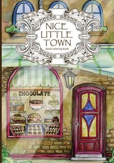 a drawing of a store front with the words nice little town above it