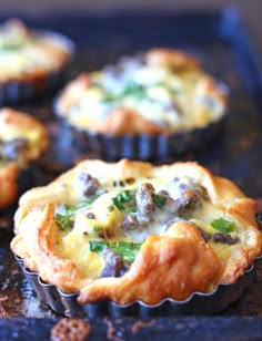 an egg and cheese quiche with the title overlay reads, steak & white cheddar egg souffle