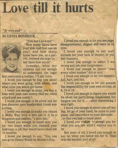 an old newspaper article about love till it hurts