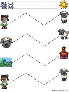 a worksheet with pictures of sheep and houses