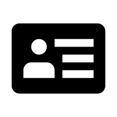 a black and white credit card icon with a person's profile on it,