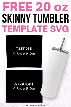 display of free 20 oz skinny tumbler template SVG images along with a blank skinny tumbler and a text on top Decal Sizing For Tumblers, Diy Vinyl Projects, Tumbler Wrap Template, Diy Projects To Make And Sell, Silhouette Cameo Tutorials, Vinyl Tumblers, Diy Mugs