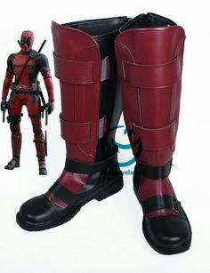 a pair of boots with deadpool on them