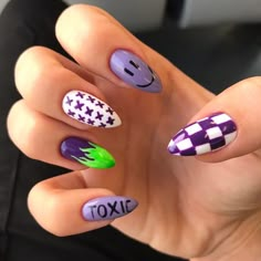 Halloween Acrylic Nails, Funky Nails, Dope Nails, Short Acrylic Nails