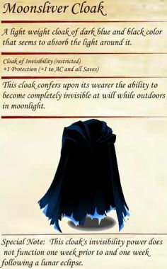 a card with an image of a cloak on it's front and back side