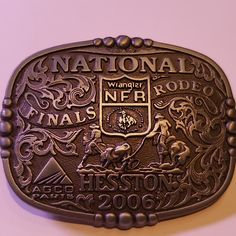 Hesston National Finals Rodeo Belt Buckle 2006 Agco Montana Silversmiths Silver Belt Buckles For Rodeo, Western Antique Belt Buckle For Rodeo, Vintage Engraved Belt Buckles For Rodeo, Rodeo Belt Buckles Champion, Rodeo Belt Buckles, Silver Antique Buckle Belt Buckles For Western-themed Events, National Finals Rodeo, Country Outfits, Rodeo