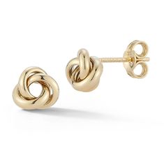 Add a touch of timeless elegance to your everyday look with these 14K yellow gold earrings. These stud earrings feature a charming rounded love knot design, wrapping around three times for a sophisticated and polished finish. Perfect for adding a subtle sparkle to your ensemble, they're a must-have accessory for any jewelry lover. From Luminosa. Knot Stud Earrings, Knot Studs, Yellow Gold Earrings, Knot Design, Love Knot, Jewelry Lover, Everyday Look, Gold Earrings, Knot