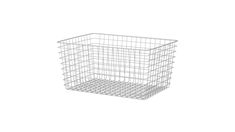 a white wire basket on a white background