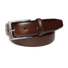 The Carmine is a 33mm leather dress belt. It has smooth look with darkened edges and a feather edge. Features a brushed silver buckle and single leather keeper. This belt can be worn for a formal or fashion look.Base Material: 100% LeatherFabric Description: LeatherBelt Width: 1 1/3 InCare: Wipe CleanCountry of Origin: Imported Classic Formal Belt With Silver Buckle, Brown Belt With Silver Buckle For Formal Occasions, Elegant Business Belt With Silver Buckle, Elegant Formal Belts With Silver Buckle, Elegant Formal Belt With Silver Buckle, Leather Belts With Silver Buckle For Business, Formal Leather Belt With Silver Buckle, Modern Bridle Leather Belt For Business, Formal Brown Belt With Silver Buckle