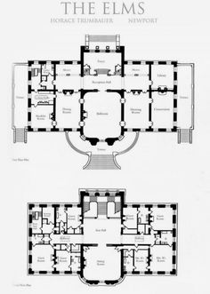 two floor plans for the first and second floors of an old house, one in black and