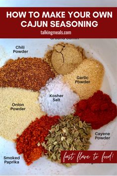 an image of how to make your own cajun seasoning recipe on a plate