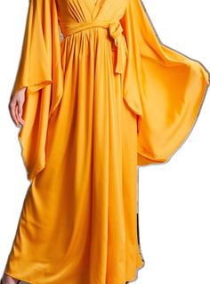 Eid Long Sleeve Silk Gown, Long Sleeve Silk Gown For Eid, Silk Long Sleeve Eid Gown, Bohemian Wedding Robe With Kimono Sleeves, Eid Wedding Maxi Length Kimono, Maxi Length Wedding Kimono For Eid, Maxi Length Kimono For Eid Wedding, Summer Wedding Floor-length Abaya, Long Sleeve Wedding Kimono For Eid