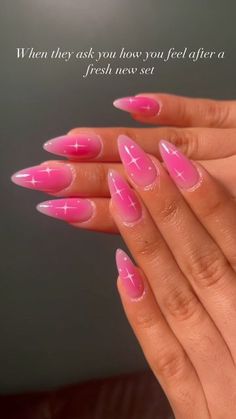 Pink Airbrush Nails Short, Aura Acrylic Nails Coffin, Birthday Nails Almond Shape Pink, Pink Aura Nails With Gems, Monochromatic Pink Nails, Aura Nails Stiletto, Ombre Aura Nails, Pink Gel X Nail Designs, Aura Nails With Design