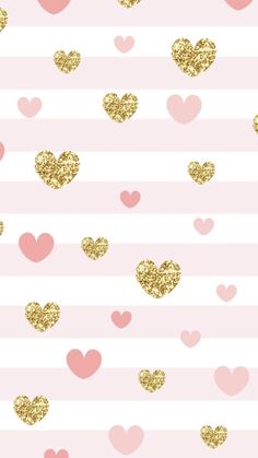 pink and gold hearts wallpaper with stripes