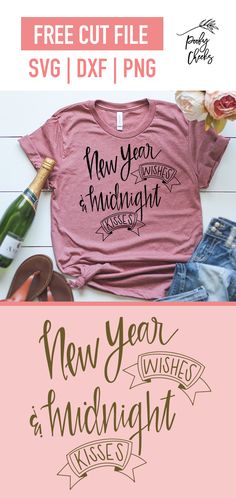 new year and midnight t - shirt design bundle with free cut file svg / dxf