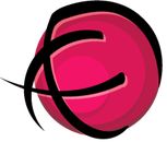 the letter c is made up of black and pink circles