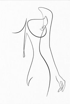 a line drawing of a woman's body with her hand on her hip, looking down