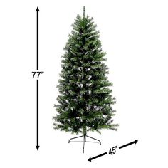 a tall christmas tree is shown with measurements