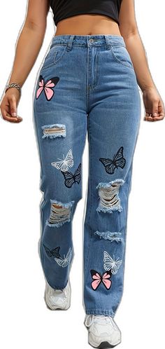 Casual Blue Jeans For Spring, Casual Blue Jeans For Fall, Trendy Blue Jeans With Graphic Print, Blue Cotton Jeans For Spring, Trendy Blue Fall Jeans, Blue Y2k Jeans For Spring, Trendy Blue Jeans For Fall, Trendy Spring Jeans With Graphic Print, Casual Blue Jeans For Winter