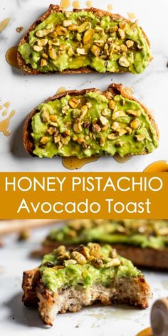 honey pistachio avocado toast is an easy and delicious appetizer