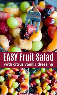 easy fruit salad with citrus and vanilla dressing is the perfect side dish for any party