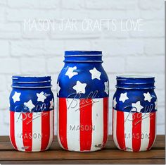 three jars with stars and stripes painted on them