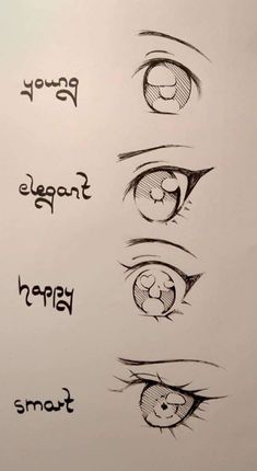 the different types of eyes are drawn on paper