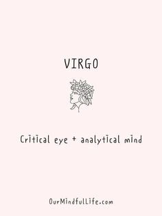 the words virgo written in black and white on a pink background with an image of a