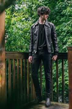 Goth Outfits Men, Rock Style Men, Women Leather Jacket, Leather Jacket Outfit Men, Rock Star Outfit, Underground Clothing, Boyfriend Outfit, Collection Ideas, All Black Fashion