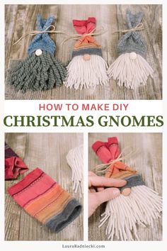 how to make diy christmas gnomes out of yarn and wool with instructions for making them