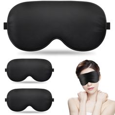 PRICES MAY VARY. What You Will Get: 3pack black eye mask for sleeping, which is easy to carry around, can protect your eyes from light and relieve fatigue anytime, anywhere Material: Made of silk-like elastic satin filled with silk wadding, soft, breathable, skin-friendly, lightweight and stress-free and can be worn by your family and yourself with peace of mind Size: Each eye mask is about 8.07 x 3.74 inches, elastic strap with adjustable buckle can be adjusted to fit head circumference, which Black Eye Mask, Cute Sleep Mask, Eye Mask For Sleeping, Mask Aesthetic, Eye Cover, Sleep Mask, Head Circumference, Eye Black, Eye Mask