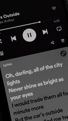 an image of someones text message on their cell phone that says, oh, daring all of the city lights never shine as bright as your eyes i would trade them all for minute more