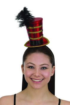 PRICES MAY VARY. Lightweight and comfortable to wear Standard size headband Made of felt This cute headband is great for everyday wear or to finish off a circus themed costume! Circus Themed Costumes, Feather Costume, Circus Ringmaster, Ringmaster Costume, Chemo Headwear, Mini Top Hat, Cocktail Hat