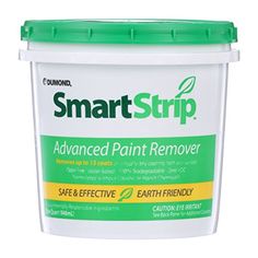 a bucket of smart strip advanced paint remover on a white background with the words smart strip above it