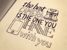 the best camera is the one you have with you written in black ink on white paper