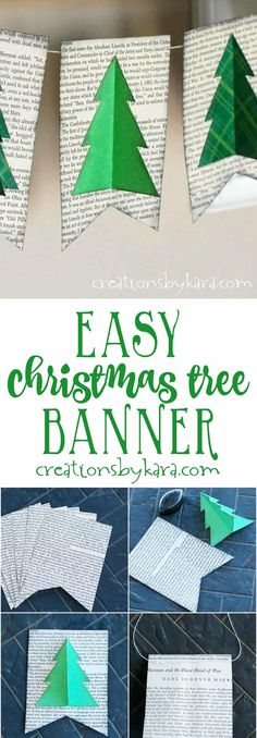 paper christmas tree banner with instructions to make it