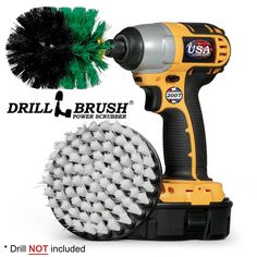 the drill brush is being used for cleaning