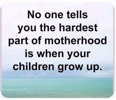 a quote that says no one tells you the hardest part of motherhood is when your children grow up