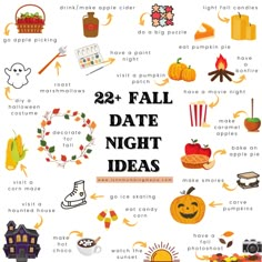 a poster with some pumpkins and other things to do in the fall or winter