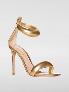 Heeled Sandals GIANVITO ROSSI Woman color Gold Gianvito Rossi Heels, Sandals Woman, Gold Heels, Italian Fashion Designers, Heeled Sandals, Gianvito Rossi, Italian Fashion, Woman Colour, Leather Heels