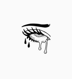 an eye with tears and drops coming out of the iris's lashes, on a white background