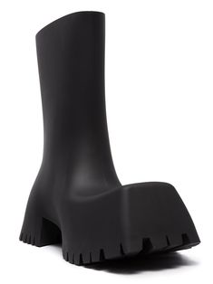 Black rubber Trooper block-heel rubber boots from BALENCIAGA featuring pull-on style, square toe, calf-length, ridged rubber sole and block heel. This item is in size 39 and the color is Black Classic Black Boots, Cristobal Balenciaga, Balenciaga Boots, Black Boots Men, Balenciaga Men, Balenciaga Mens, Leather Cap, Rubber Boots, Mens Gloves