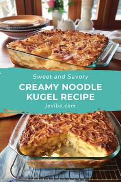 Irresistible Creamy Noodle Kugel Recipe - Sweet and Savory Delight! #BreakfastRecipes #MorningMeal #BrunchIdeas
#HealthyBreakfast Sweet Noodles Dessert, Savory Kugel Recipes, Noodle Kugel Jewish, Best Noodle Kugel Recipe, Savory Noodle Kugel Recipe, Sweet Noodle Kugel Recipe, Kugel Recipes, Best Egg Recipes