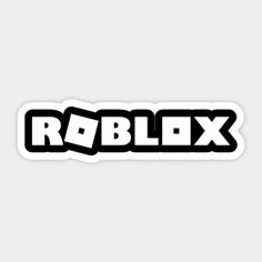 the word roblox in black and white sticker on a light gray background