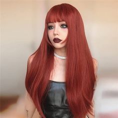 Color: Red Yvw Long 26 Inches 1. Material: This Short Wavy Curly Hair Wig Is Made Of 100% High-Quality, High-Temperature-Resistant Fiber, Super Soft And Very Skin-Friendly. The Appearance And Touch Are Very Real, Comparable To Real Human Hair, No Tangles, No Hair Algae, No Shedding; Easy To Take Care Of And Can Be Used For A Long Time. 2. New Fashion Wig: This Bob Hairstyle Represents Elegant, Intellectual, Mature And Attractive Women.Easy To Install, Suitable For Beginners, Daily Work Or Exerci Short Wavy Curly Hair, Auburn Red, Plaid Pleated Skirt, Curly Hair Wig, Lady Girl, Wavy Curly Hair, Short Wavy, Wig With Bangs, Real Human Hair